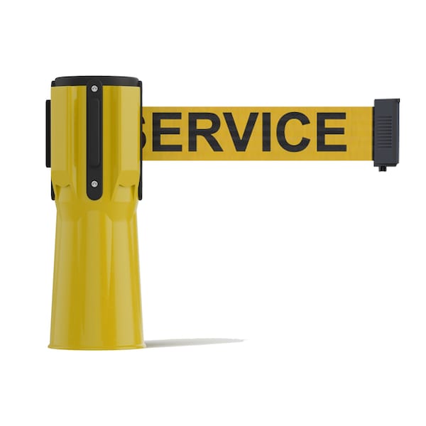 Montour Line Retractable Belt Barrier Cone Mount Yellow Case 9ft. Serv.Belt CP100-YW-OUTOFYB-90 - main